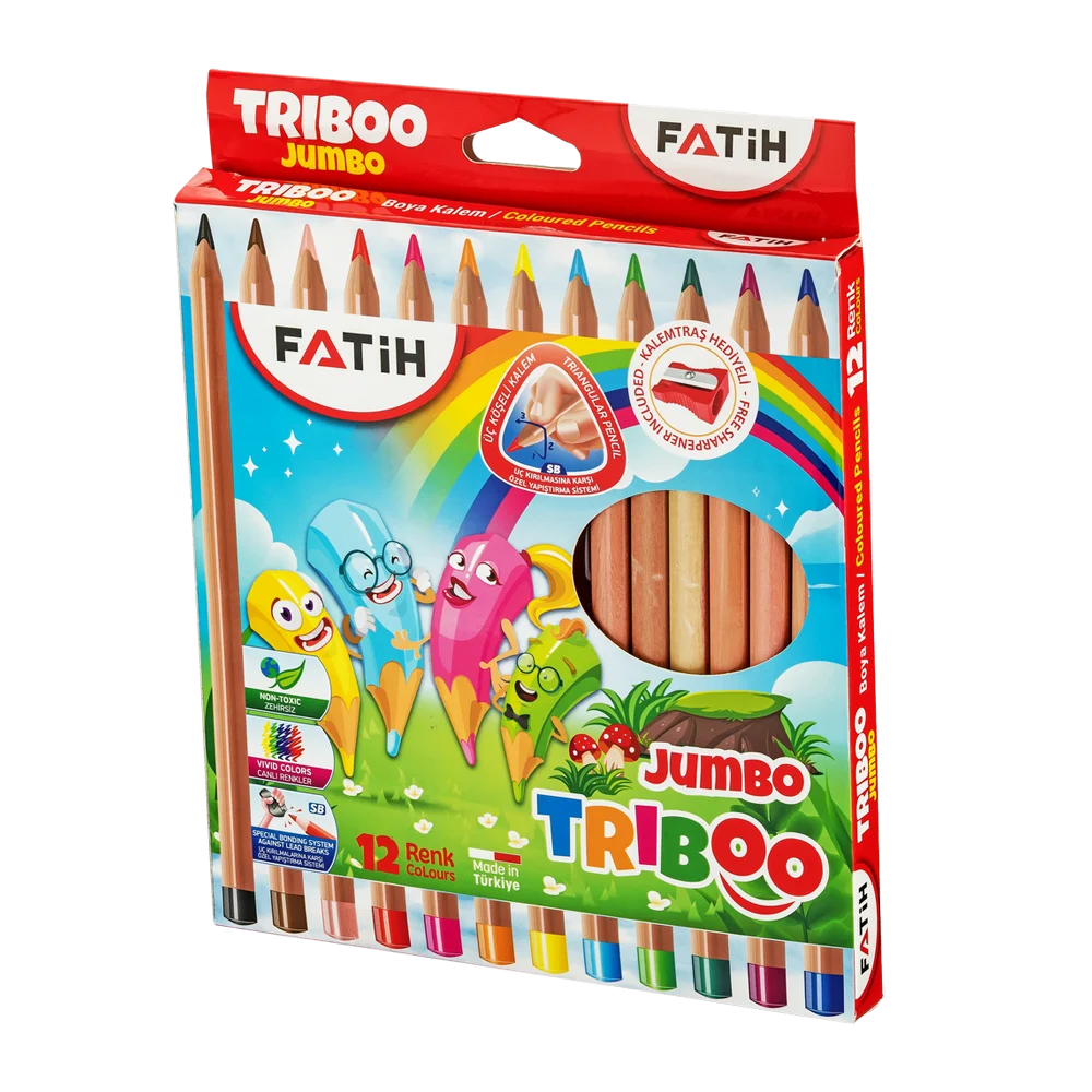 FA33426KB12RTB - Fatih Jumbo Triboo Üçgen Natural Kuru Boya 12 R (Kalemtraşlı)