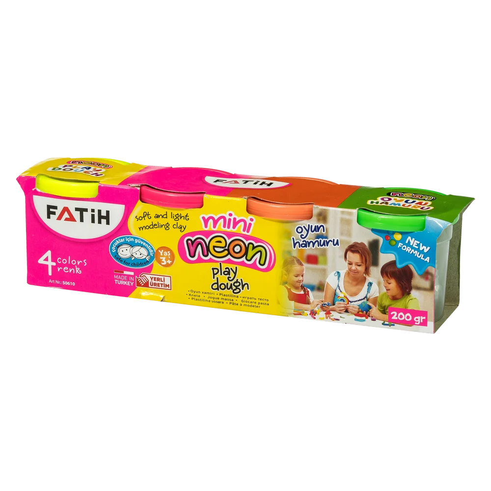 FA50610OH4RN - Fatih Mini Oyun Hamuru 4 Renk Neon