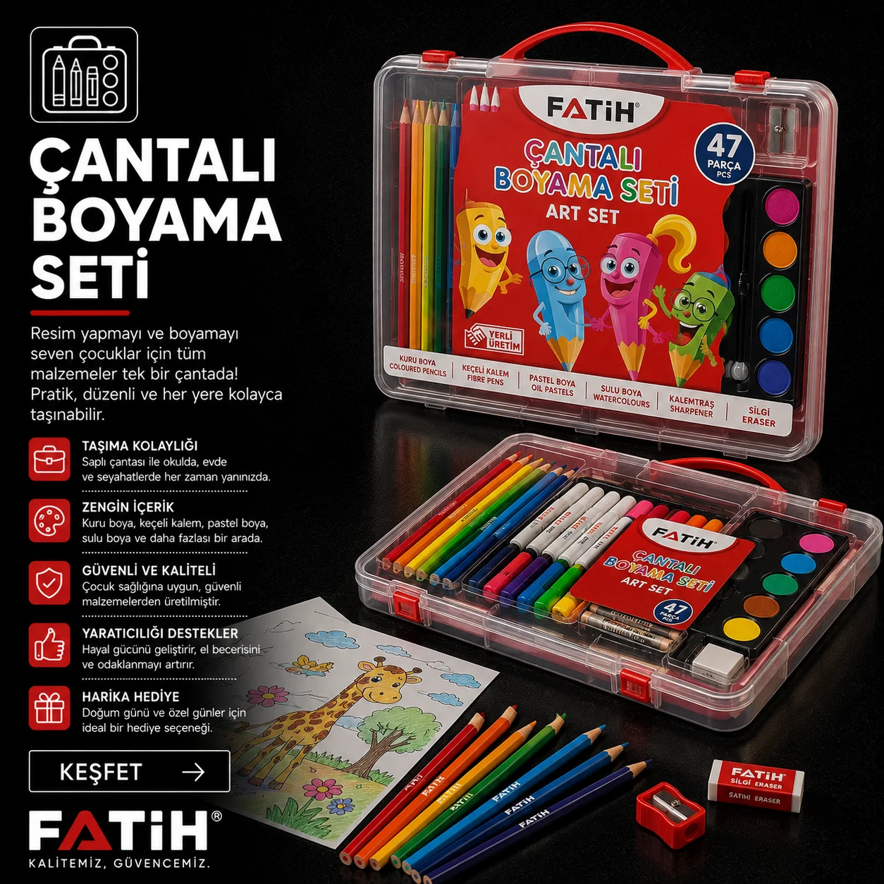 Fatih Kalem Çantalı Boyama Seti Kategorisi