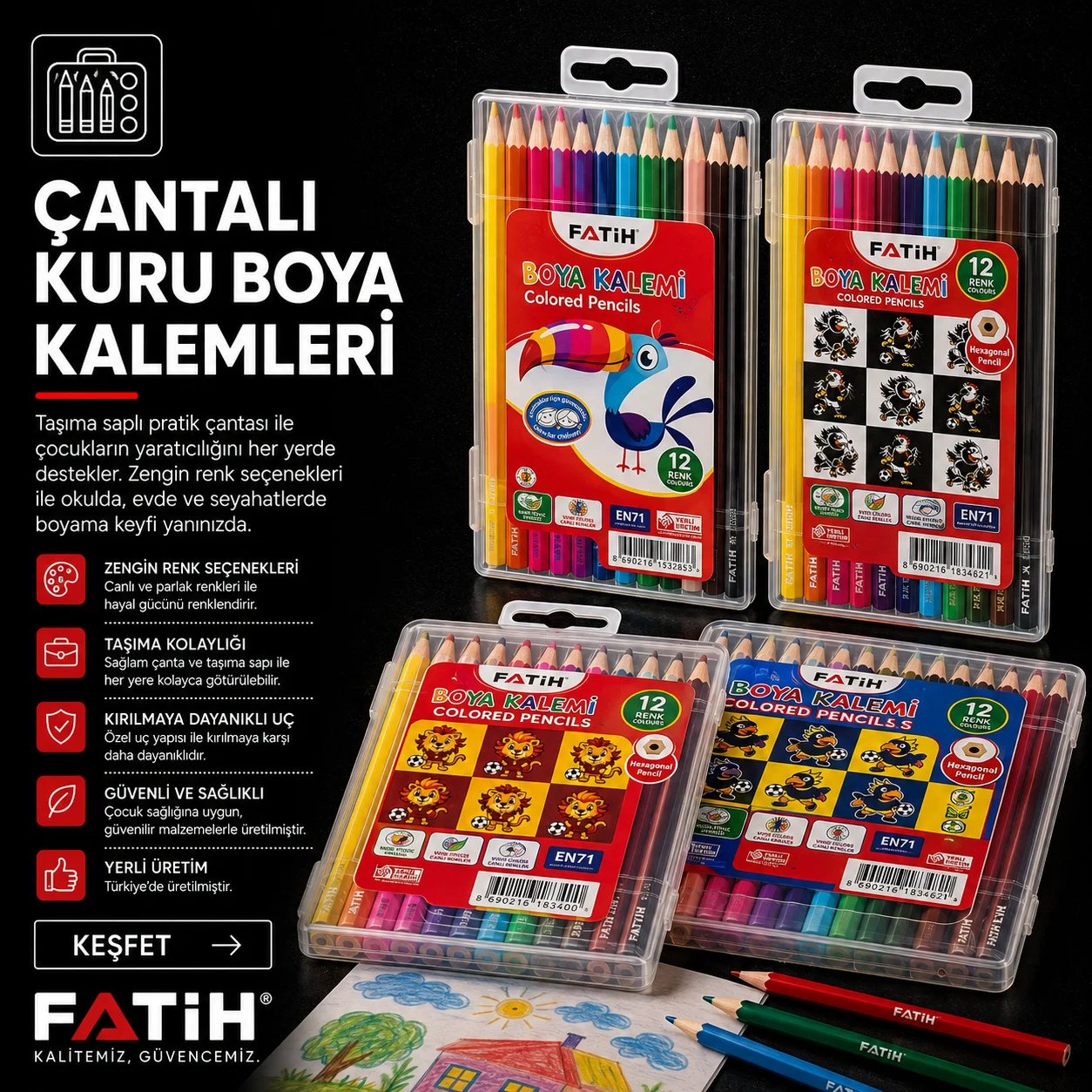 Fatih Kalem Çantalı Kuru Boya Kalemleri Kategorisi