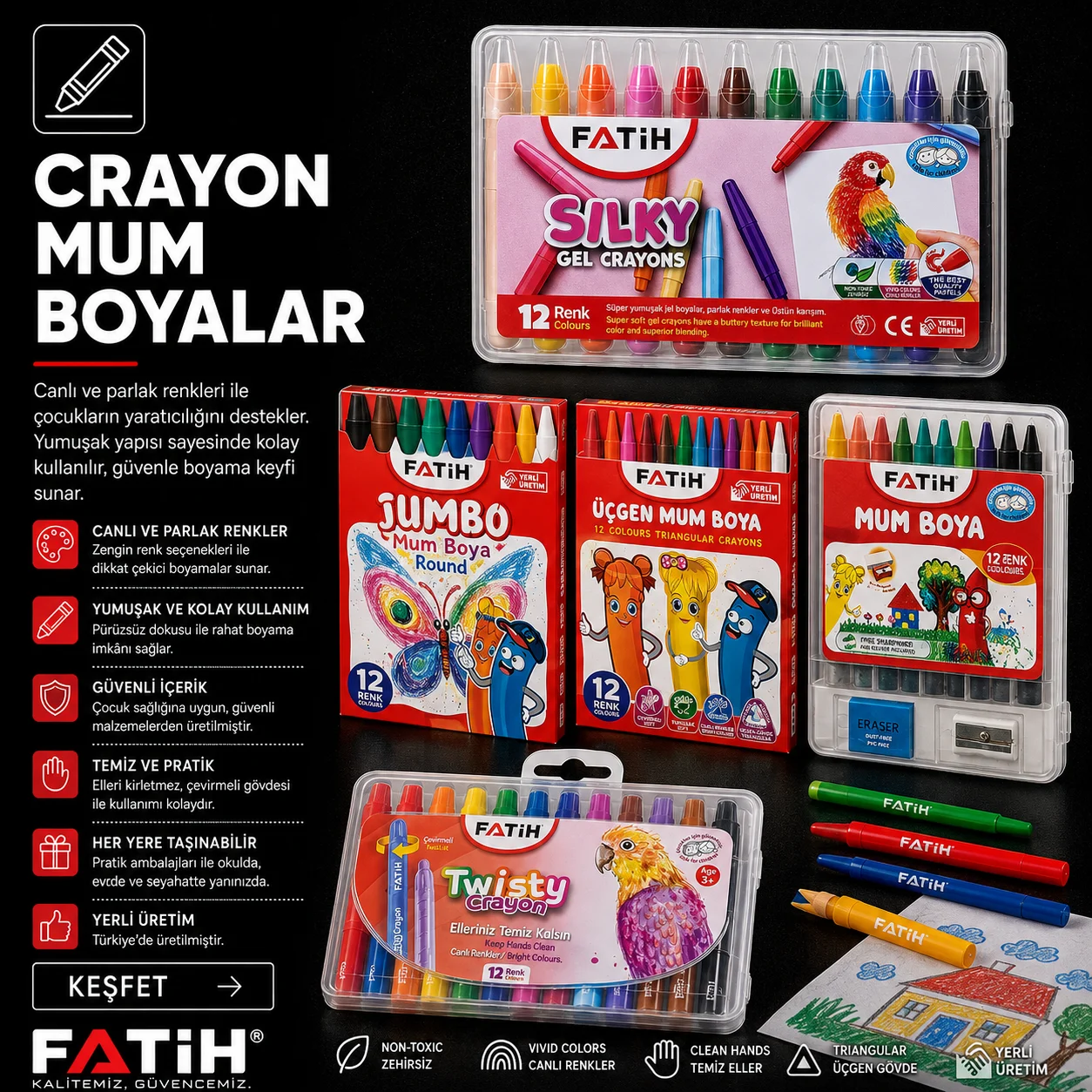 Fatih Kalem Crayon Mum Boyalar Kategorisi