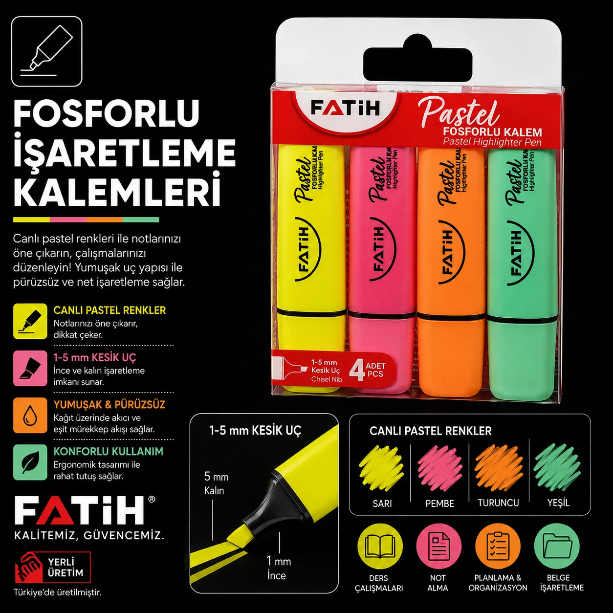 Fatih Kalem Fosforlu İşaretleme Kalemleri Kategorisi