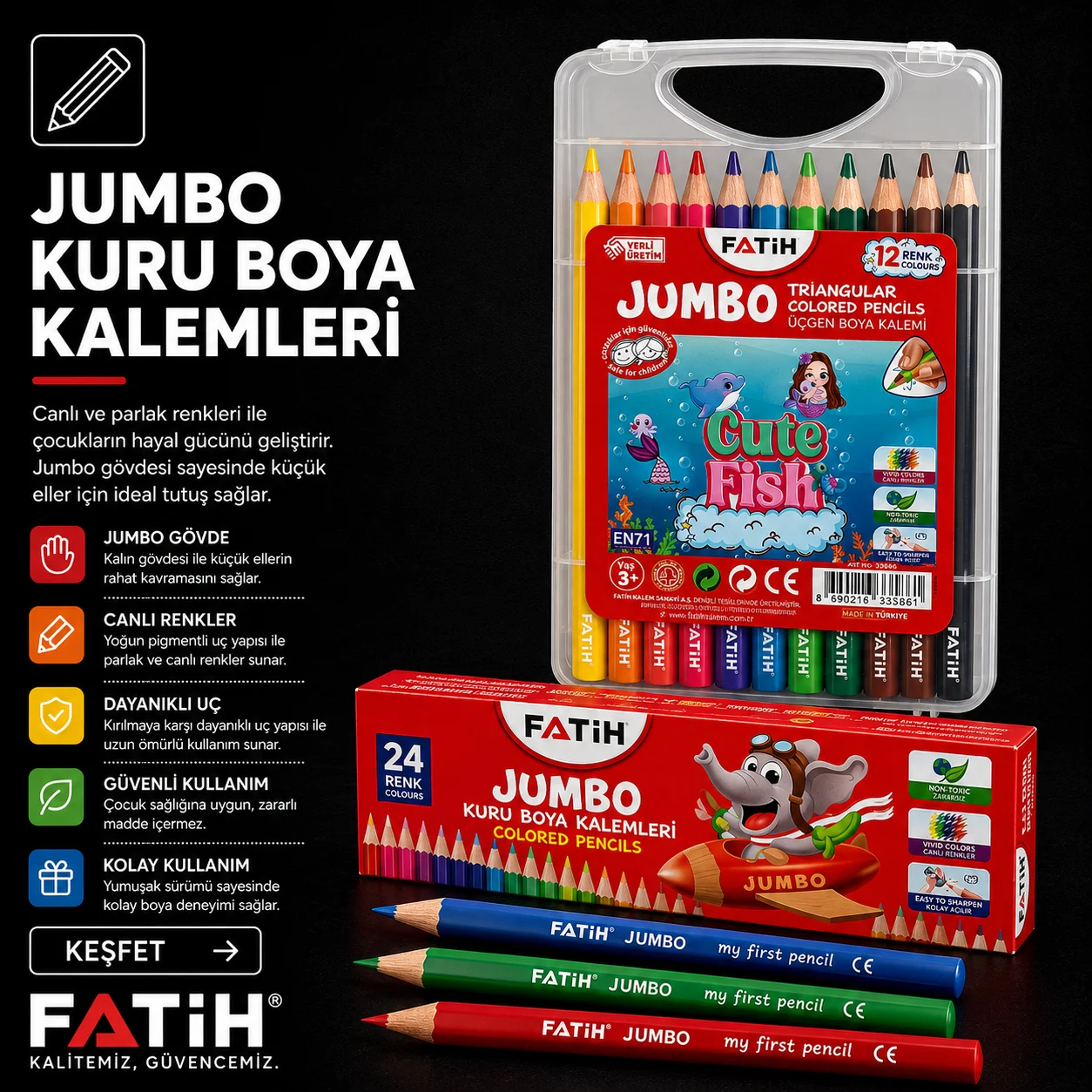 Fatih Kalem Jumbo Kuru Boya Kalemleri Kategorisi